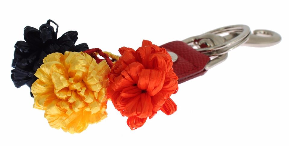 Porte-clés Dolce &amp; Gabbana en cuir raphia multicolore avec fermoir à chaîne