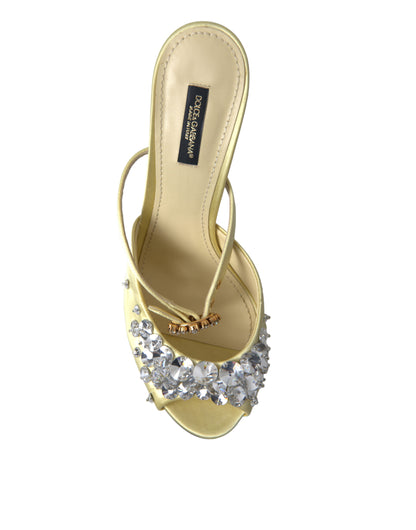 Sandales Mary Jane Dolce &amp; Gabbana en satin jaune et cristaux