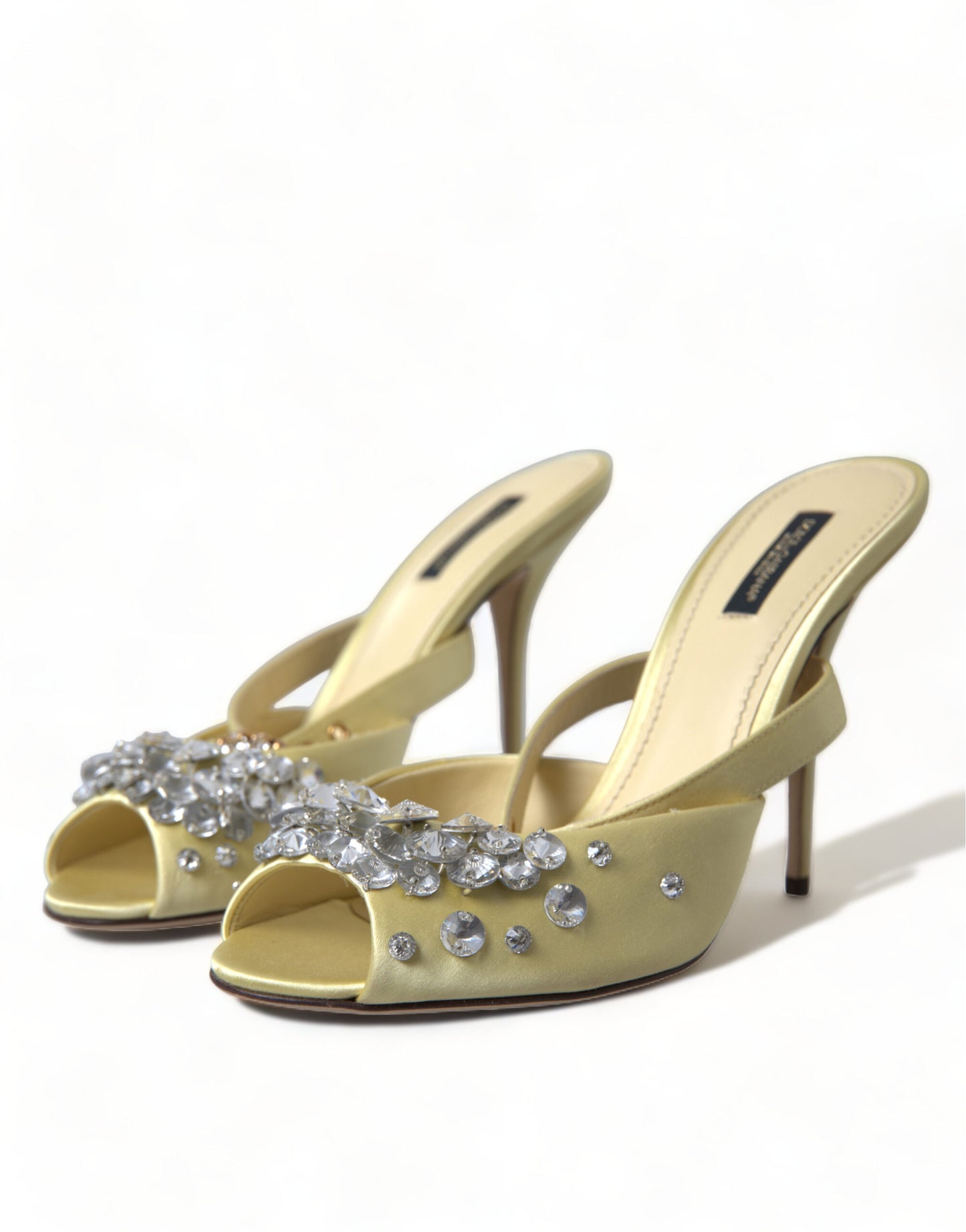 Sandales Mary Jane Dolce &amp; Gabbana en satin jaune et cristaux