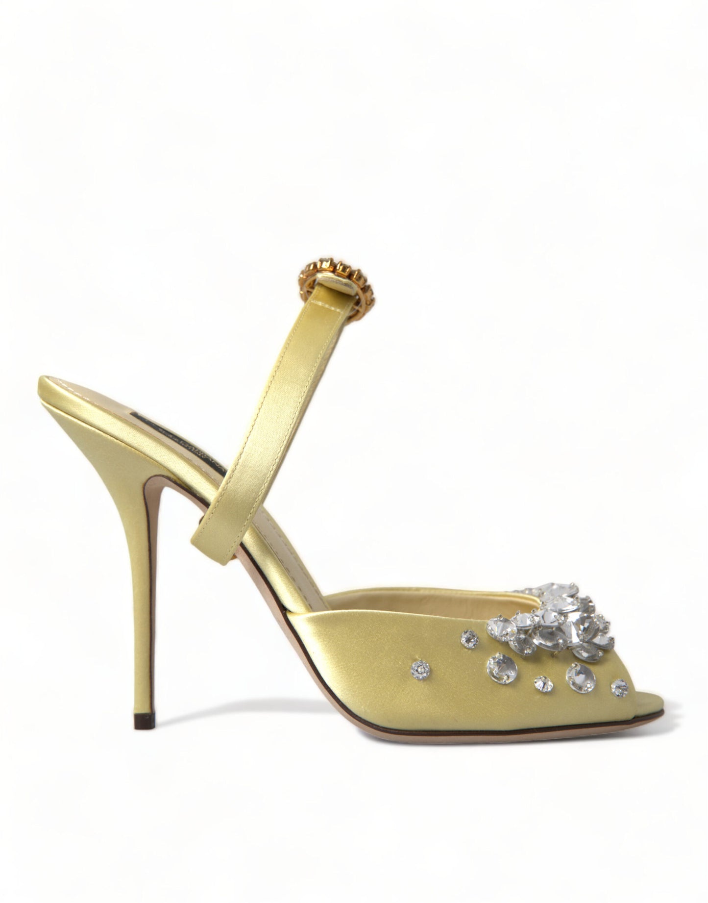 Sandales Mary Jane Dolce &amp; Gabbana en satin jaune et cristaux