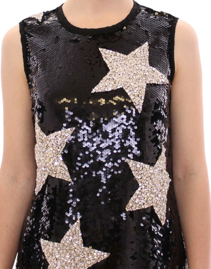 Robe fourreau Dolce &amp; Gabbana Masterpiece en cristal noir et étoiles Swarovski