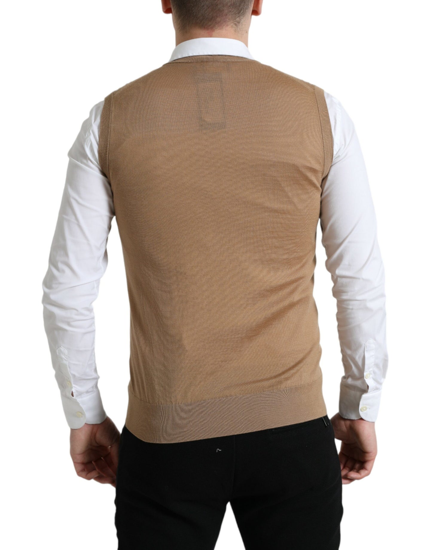 Pull sans manches en laine marron Dolce &amp; Gabbana