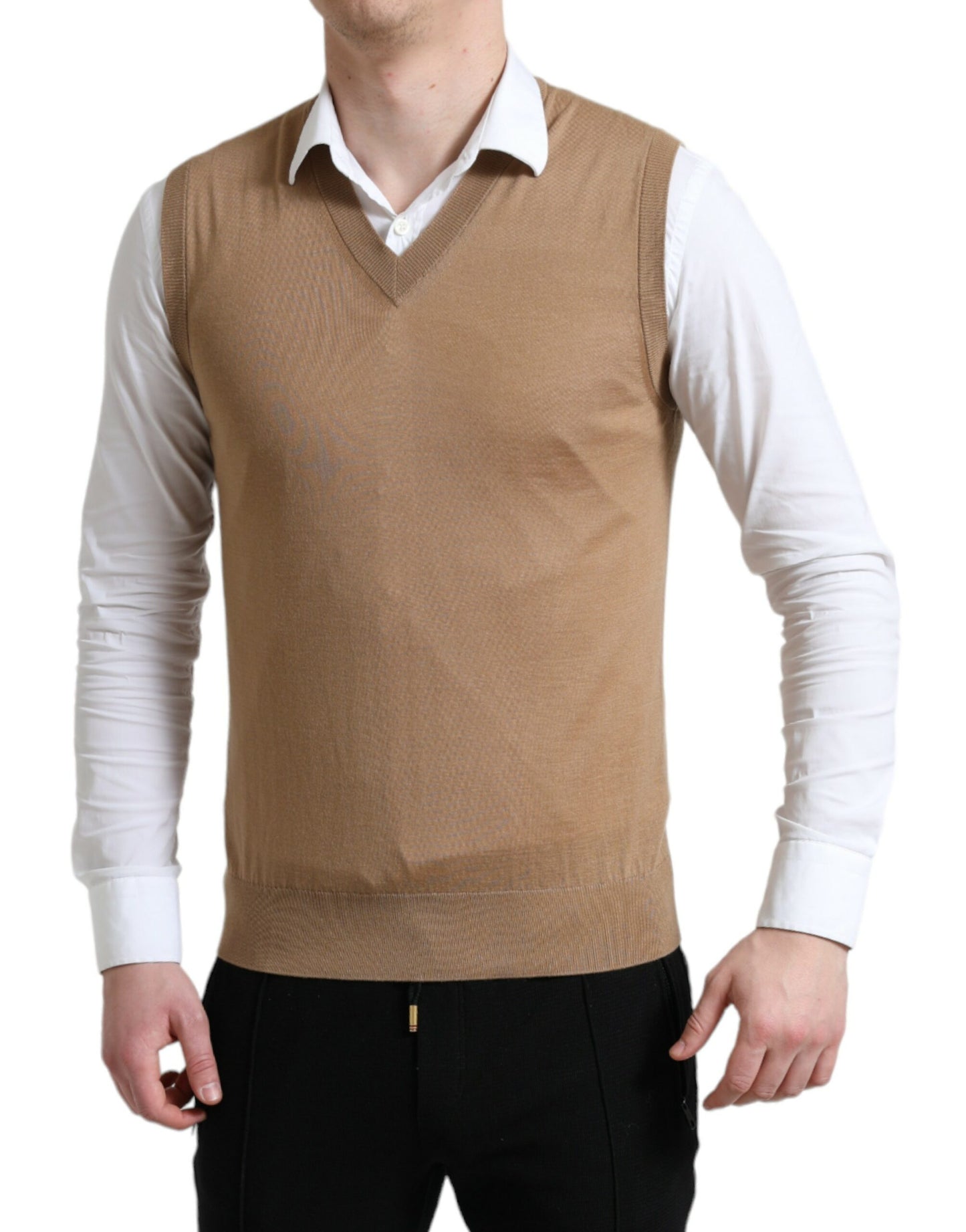 Pull sans manches en laine marron Dolce &amp; Gabbana