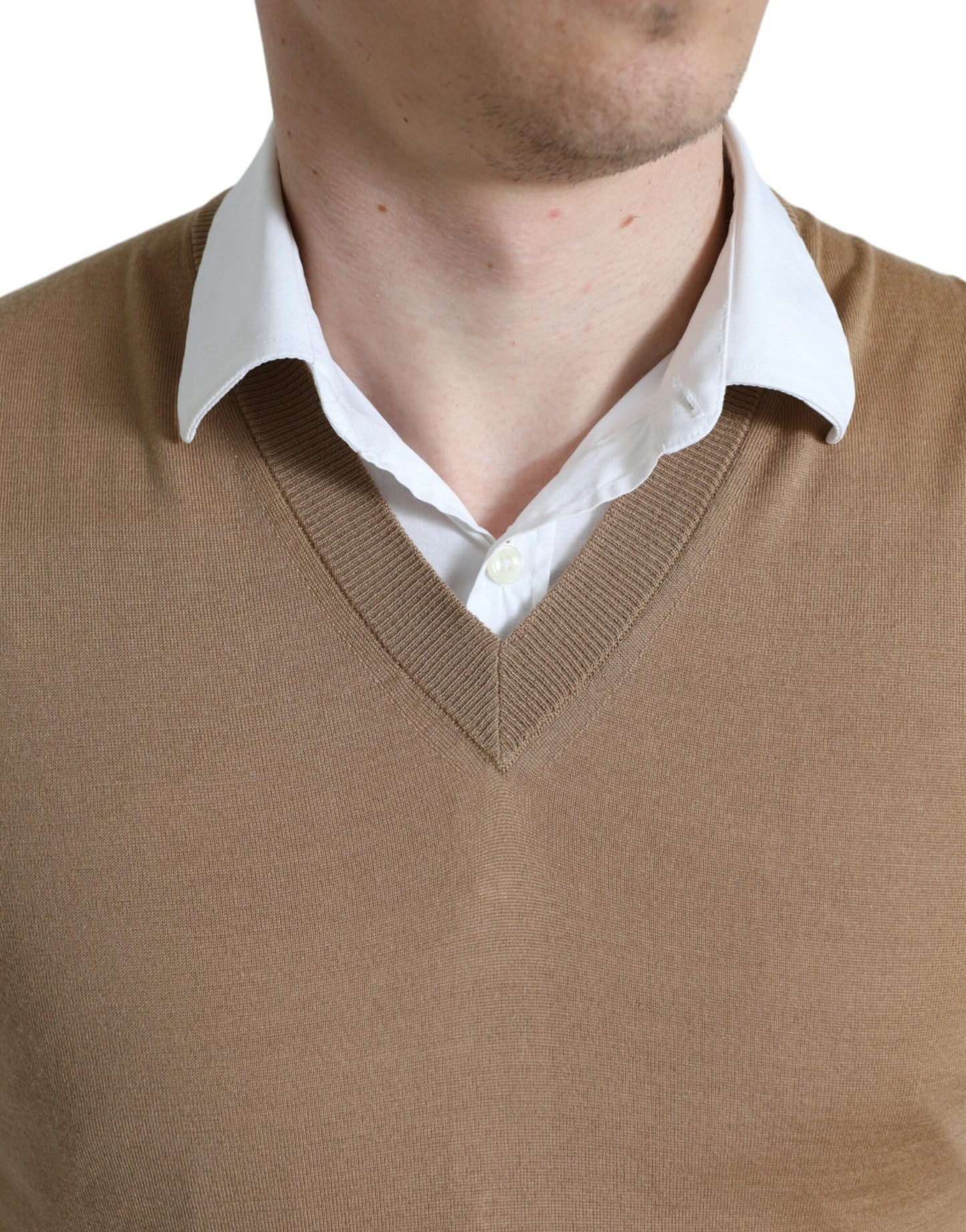 Pull sans manches en laine marron Dolce &amp; Gabbana