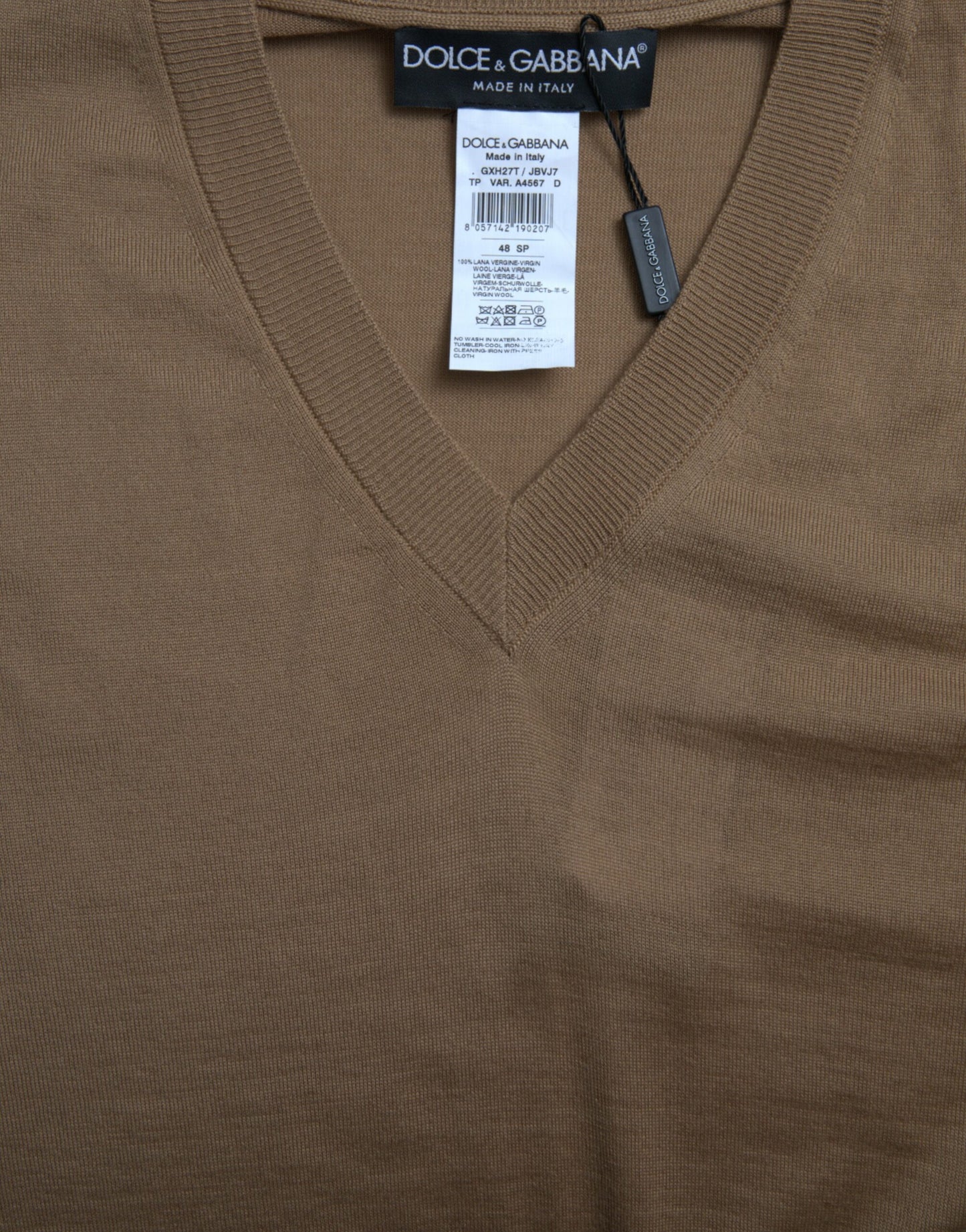 Pull sans manches en laine marron Dolce &amp; Gabbana