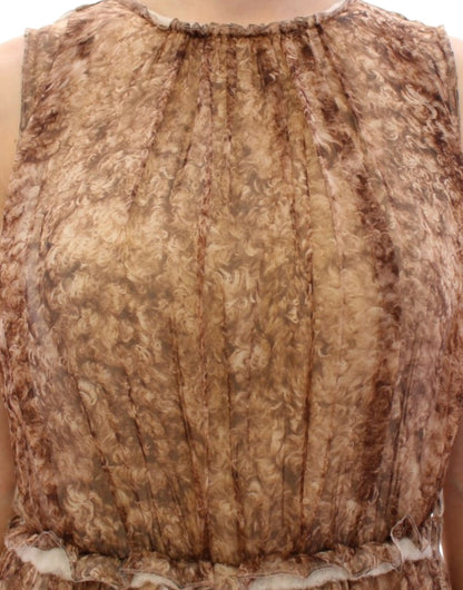 Robe en soie marron sans manches Dolce &amp; Gabbana