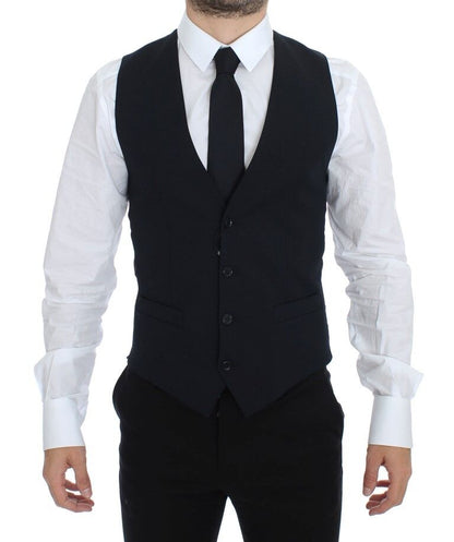 Gilet de soirée en laine bleue Dolce &amp; Gabbana