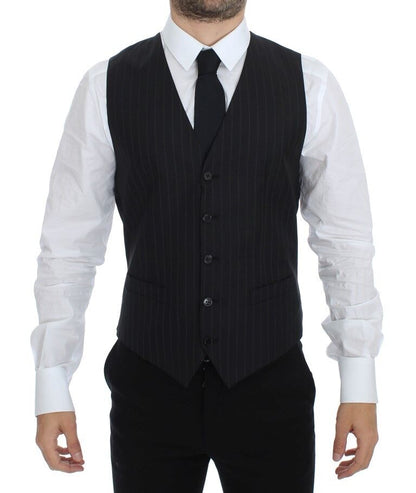 Gilet en laine et soie à rayures noires Dolce &amp; Gabbana
