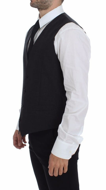 Robe grise slim fit boutonnée sur le devant avec gilet formel Dolce &amp; Gabbana