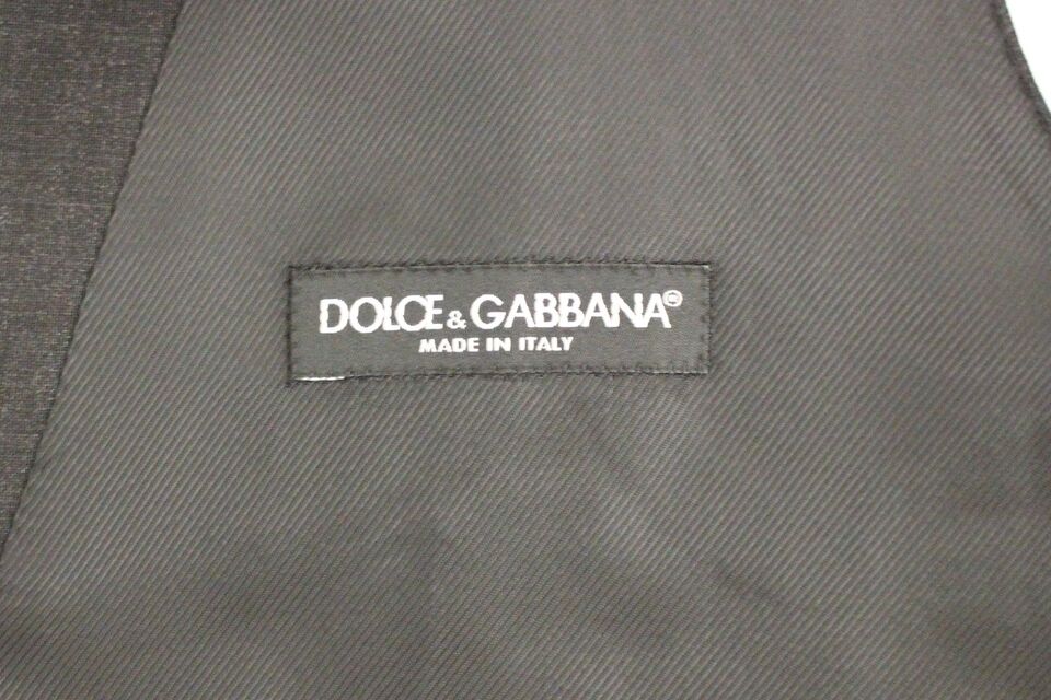 Robe grise slim fit boutonnée sur le devant avec gilet formel Dolce &amp; Gabbana
