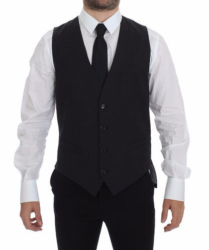 Robe grise slim fit boutonnée sur le devant avec gilet formel Dolce &amp; Gabbana