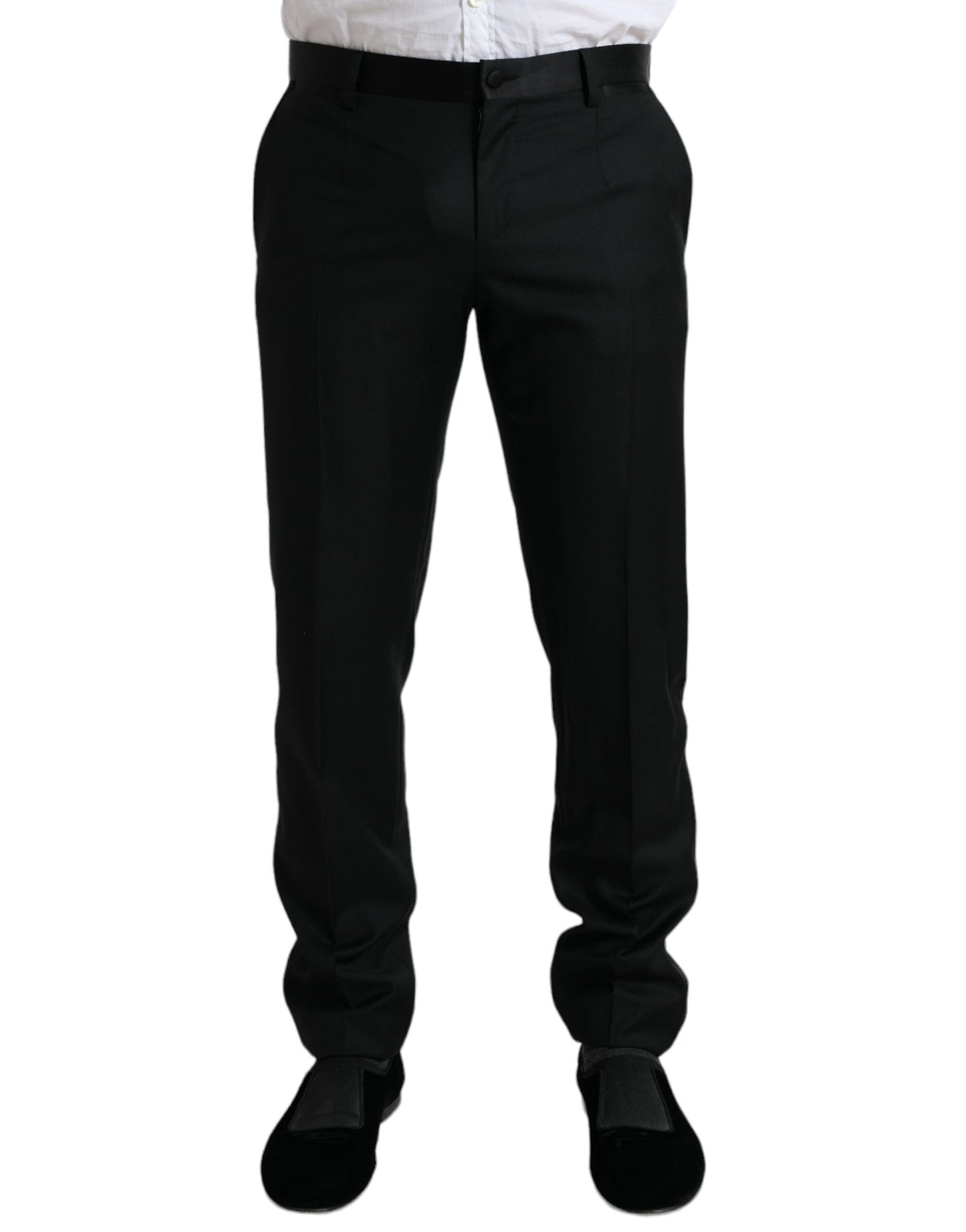 Pantalon habillé slim en laine noire Dolce &amp; Gabbana