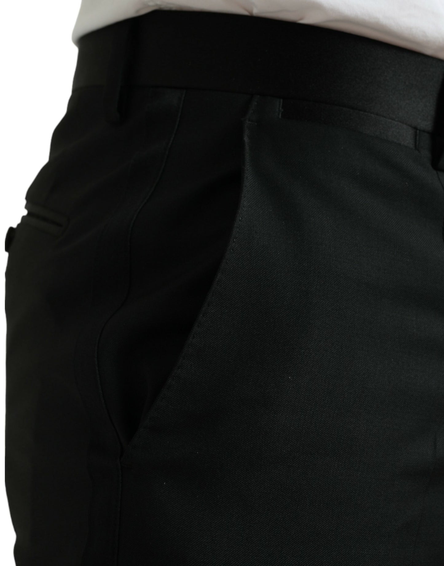 Pantalon habillé slim en laine noire Dolce &amp; Gabbana