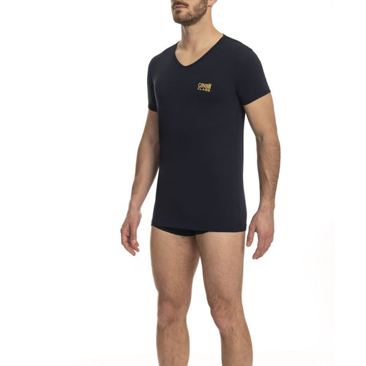 Cavalli Class Herren T-Shirt aus blauer Baumwolle