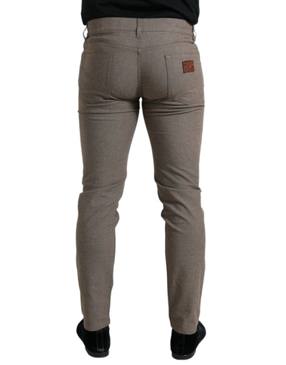 Pantalon skinny marron en coton stretch Dolce &amp; Gabbana pour homme