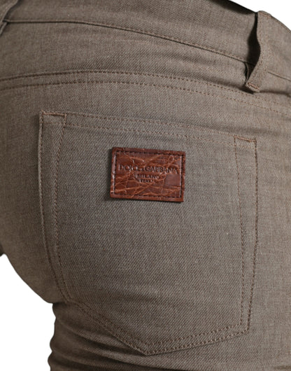 Pantalon skinny marron en coton stretch Dolce &amp; Gabbana pour homme