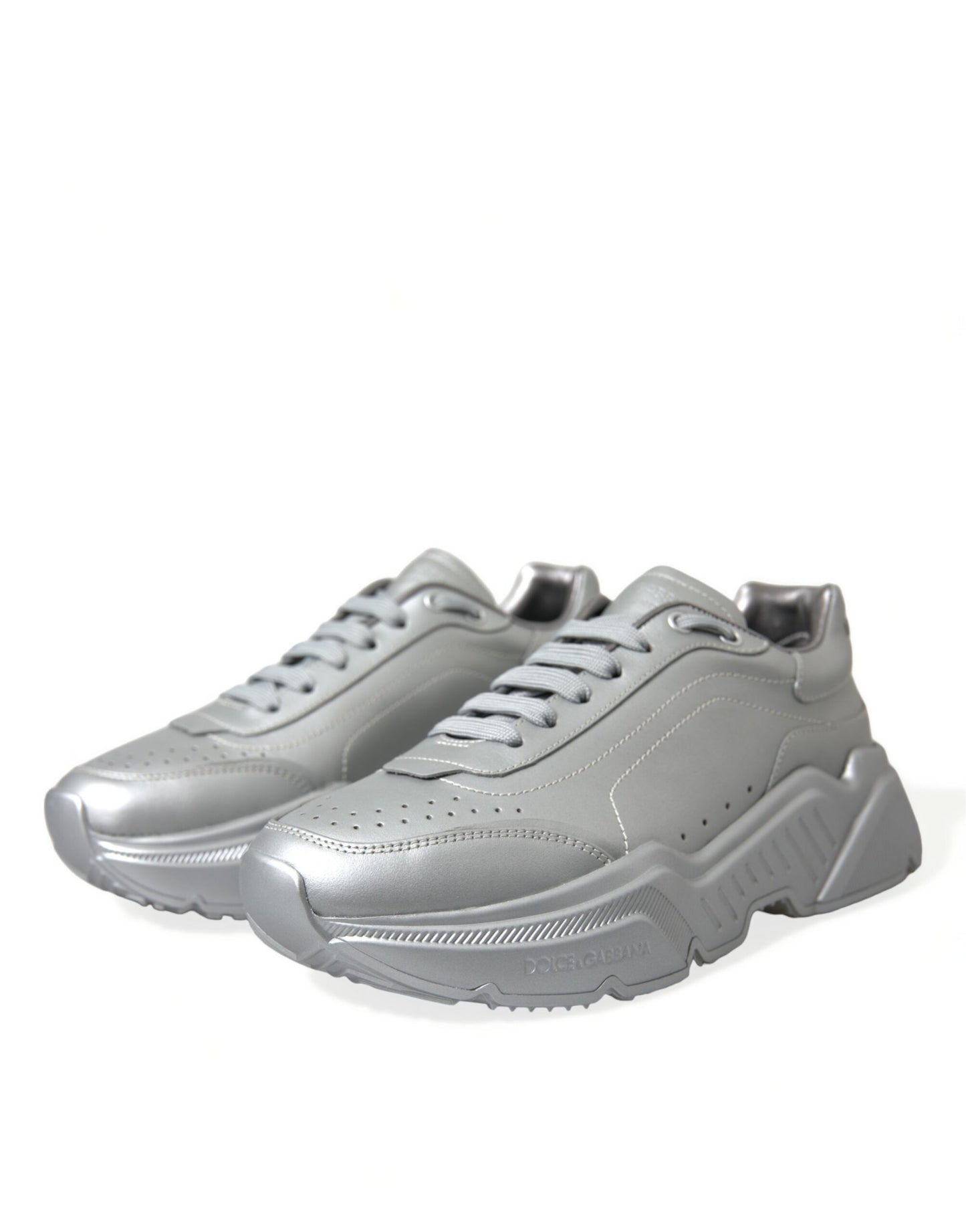 Baskets décontractées en cuir argenté Dolce &amp; Gabbana DAYMASTER pour homme