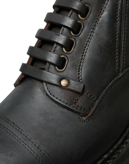 Chaussures habillées à lacets en cuir marron Dolce &amp; Gabbana pour homme