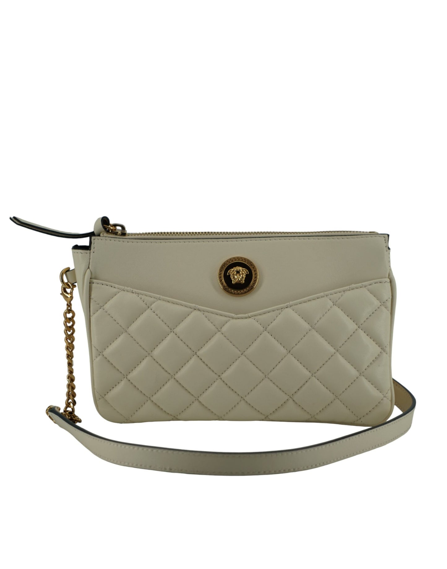 Versace Elegante Umhängetasche aus weißem Lammleder