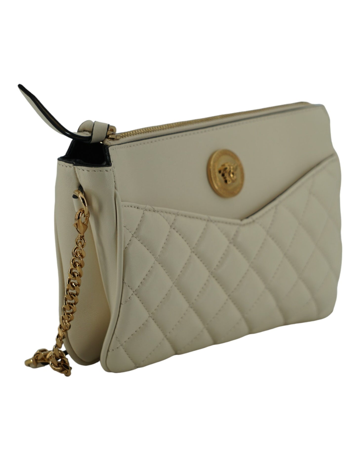 Versace Elegante Umhängetasche aus weißem Lammleder