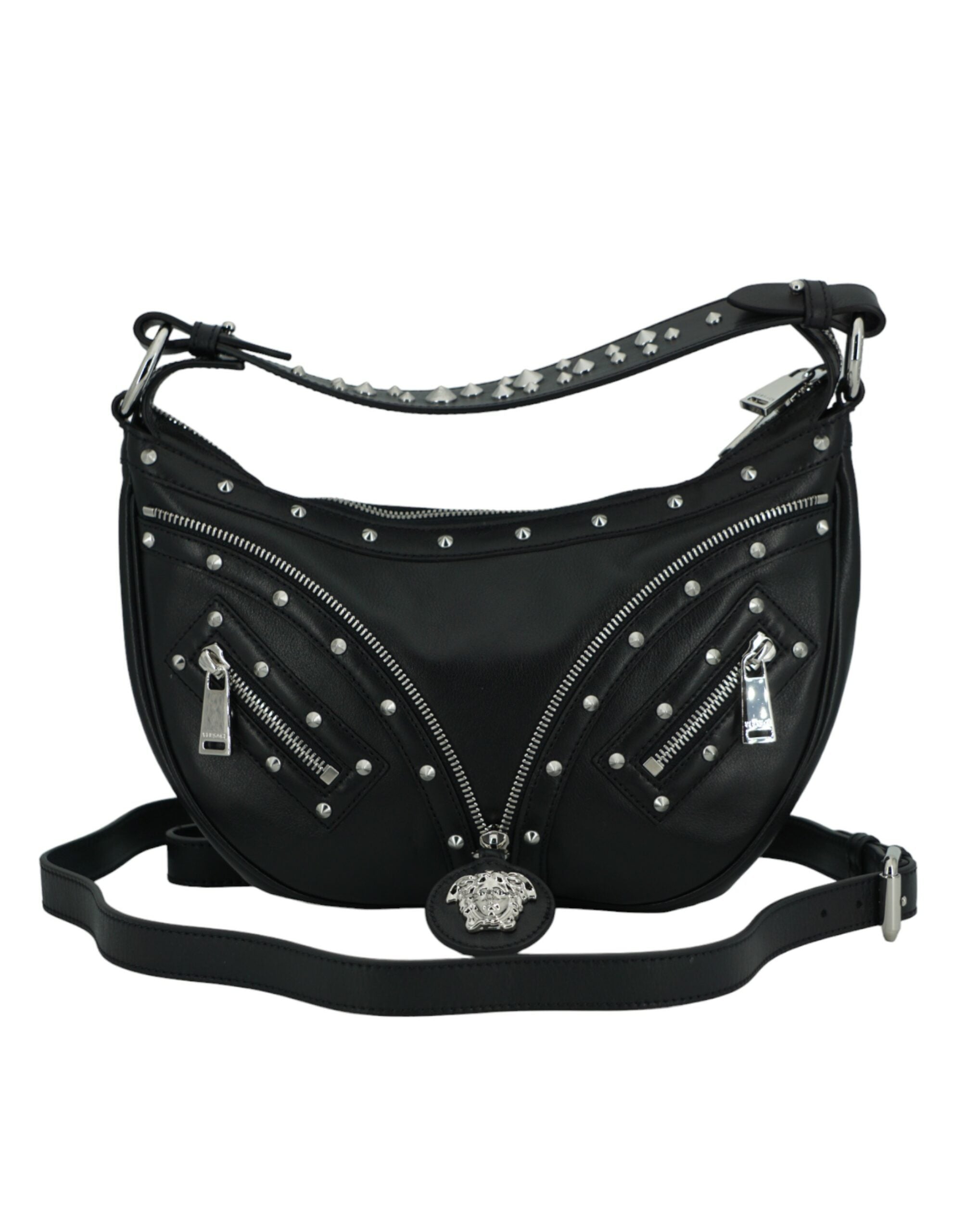 Sac hobo porté à l'épaule en cuir noir élégant