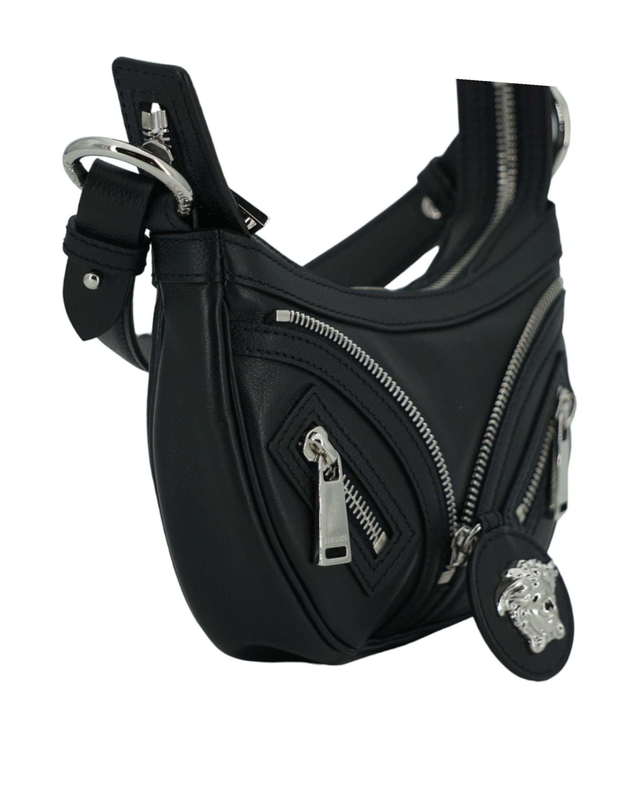 Mini sac à bandoulière Hobo noir élégant de Versace