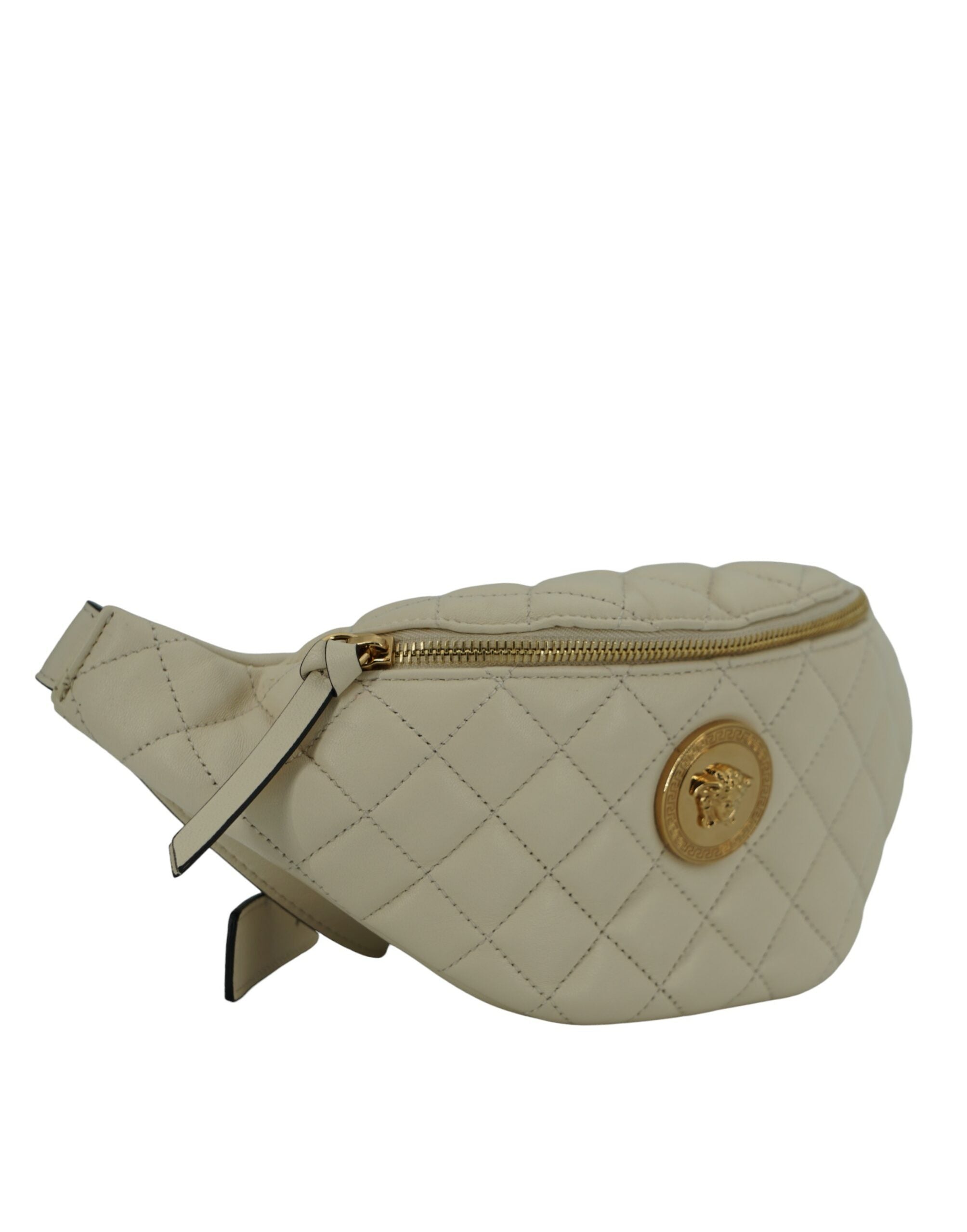 Sac banane élégant en cuir d'agneau blanc