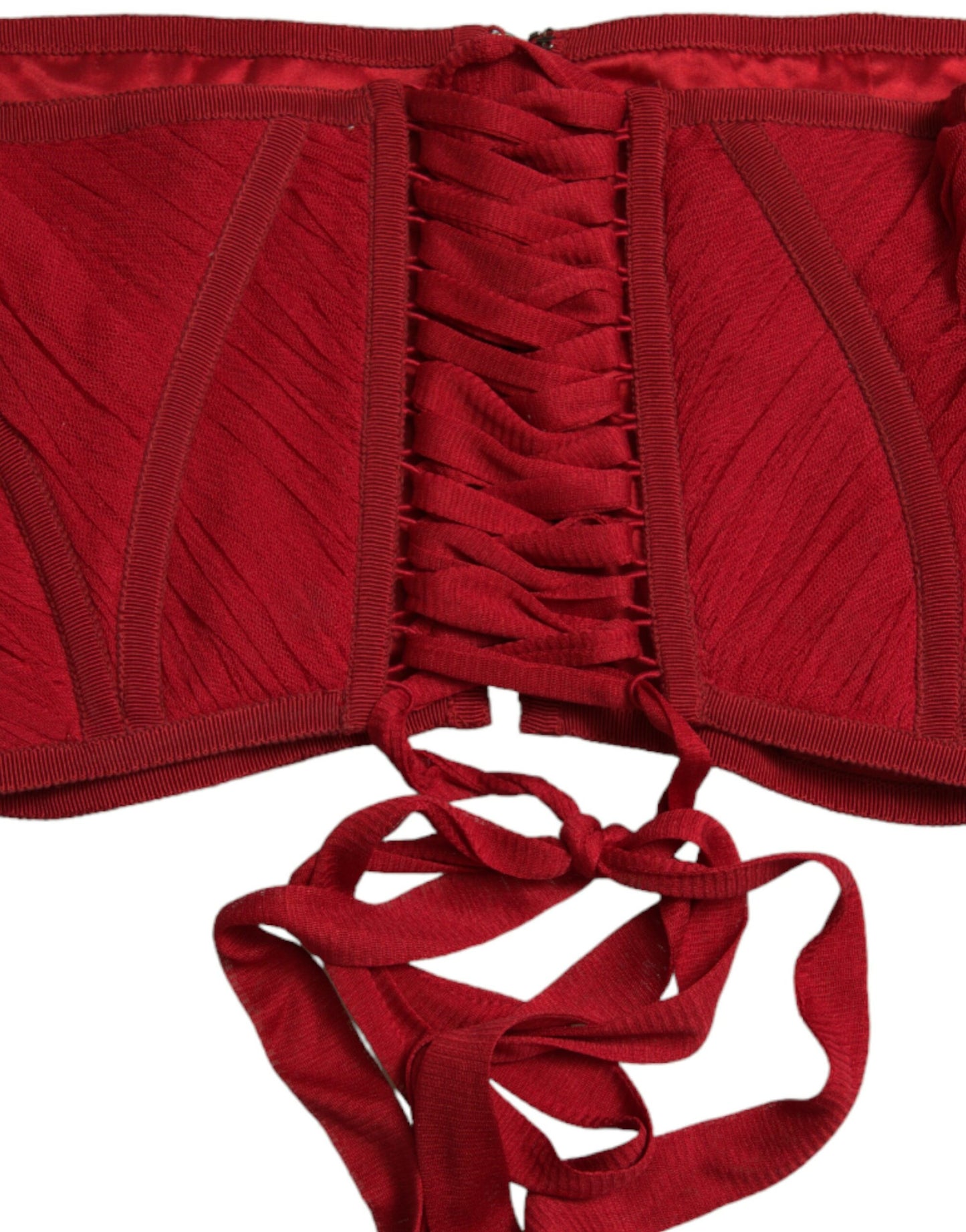 Corset à lacets et ceinture en soie rouge Dolce &amp; Gabbana