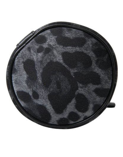 Sac fourre-tout rond et fin à motif léopard noir Dolce &amp; Gabbana