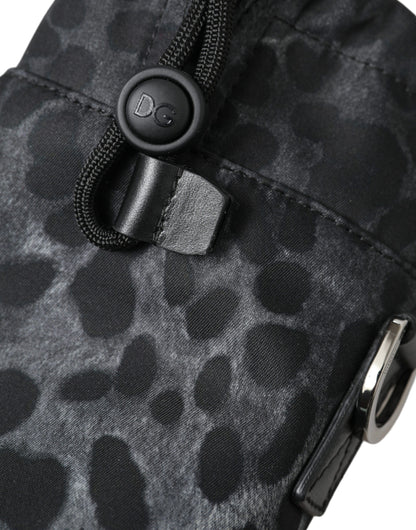 Sac fourre-tout rond et fin à motif léopard noir Dolce &amp; Gabbana