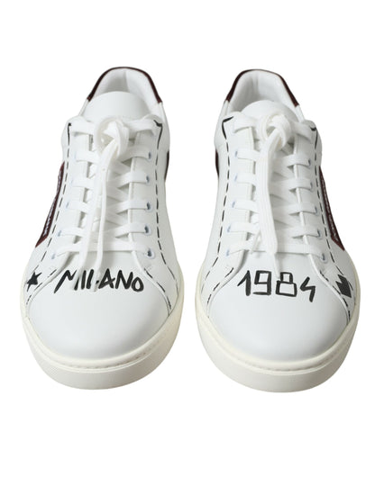 Baskets basses Dolce &amp; Gabbana en cuir blanc bordeaux avec logo