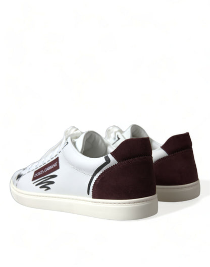 Baskets basses Dolce &amp; Gabbana en cuir blanc bordeaux avec logo