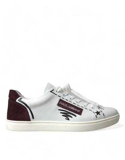 Baskets basses Dolce &amp; Gabbana en cuir blanc bordeaux avec logo