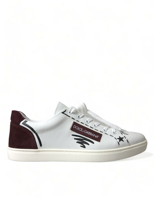 Baskets basses Dolce &amp; Gabbana en cuir blanc bordeaux avec logo