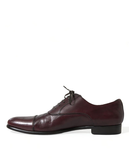 Chaussures Derby habillées en cuir bordeaux Dolce &amp; Gabbana pour homme