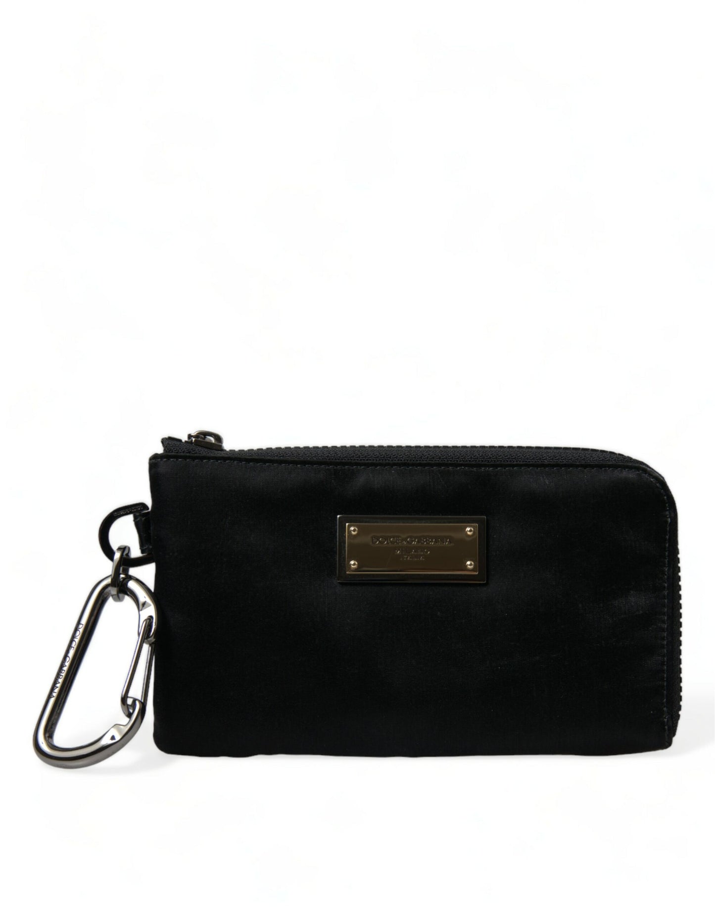 Pochette porte-clés Dolce &amp; Gabbana en nylon noir avec logo
