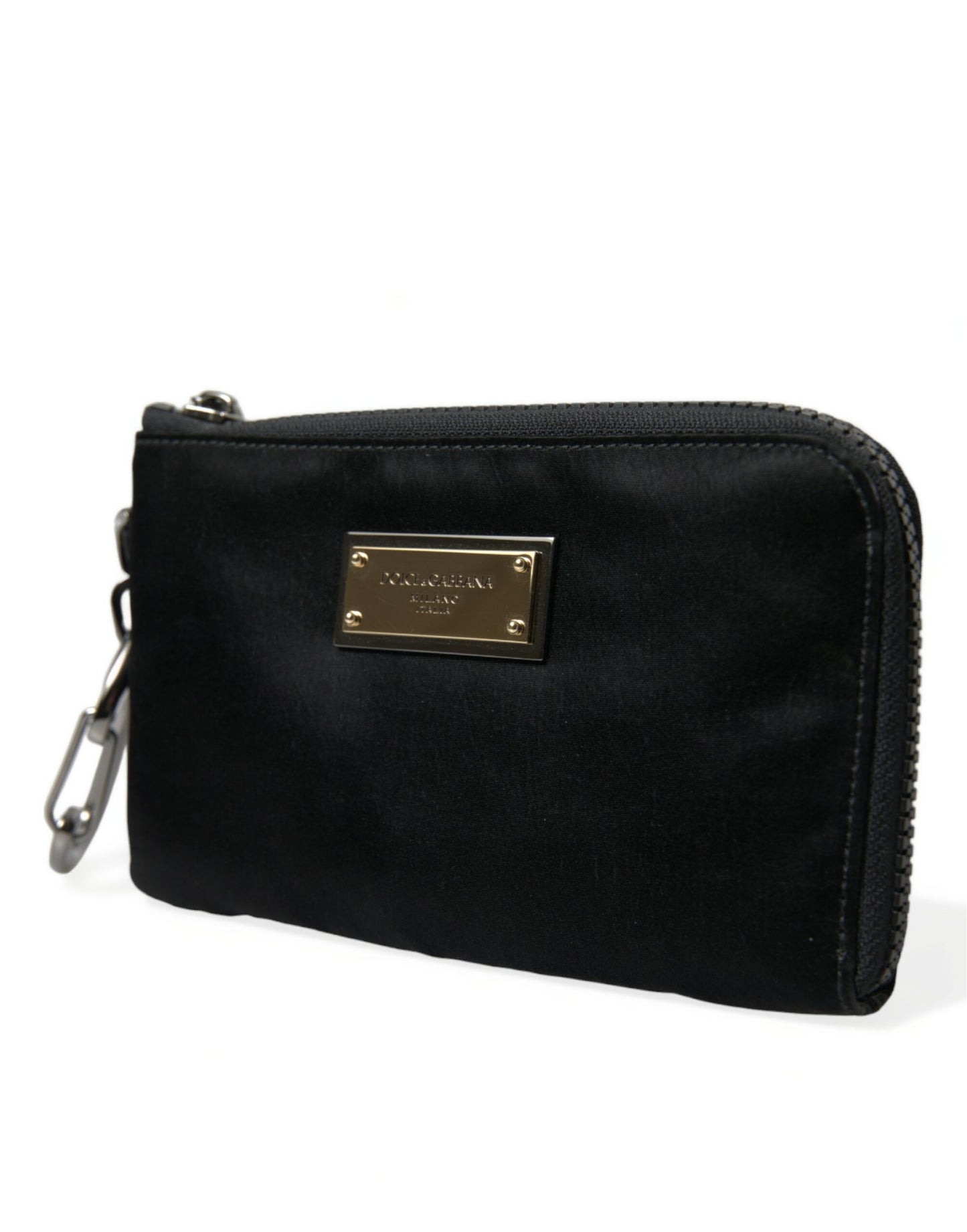 Pochette porte-clés Dolce &amp; Gabbana en nylon noir avec logo
