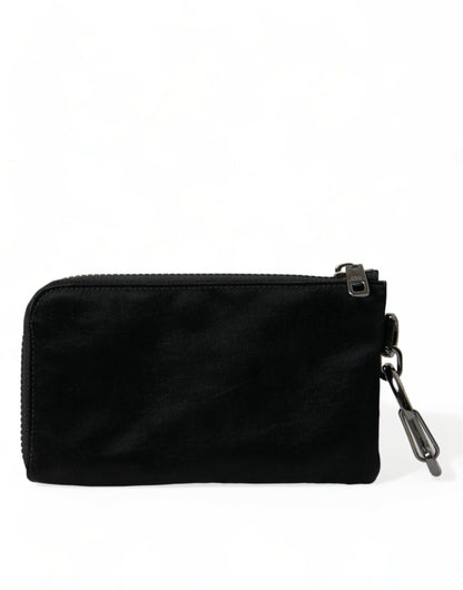 Pochette porte-clés Dolce &amp; Gabbana en nylon noir avec logo