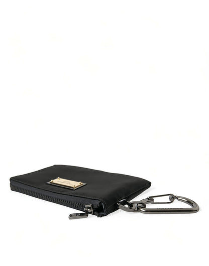Pochette porte-clés Dolce &amp; Gabbana en nylon noir avec logo