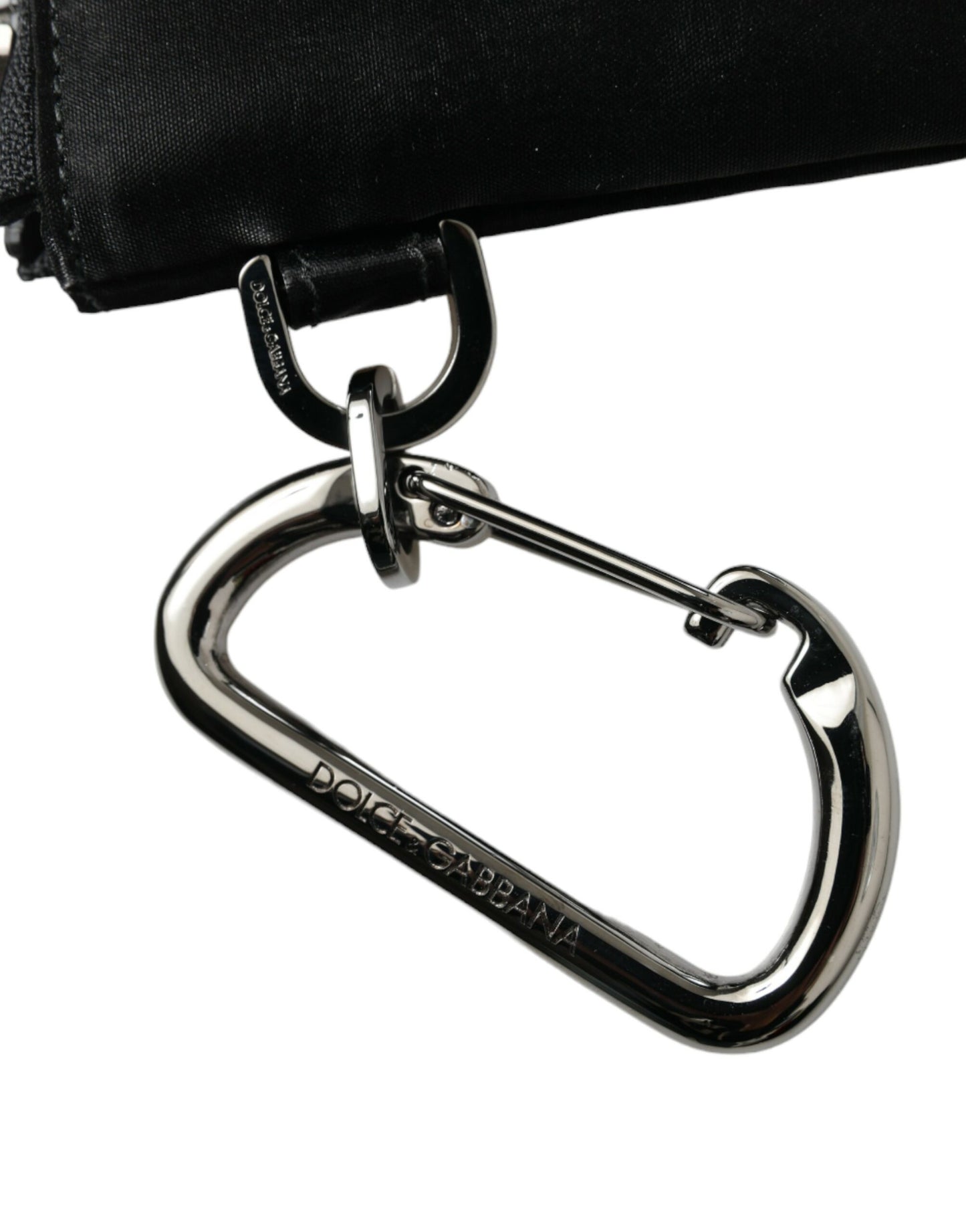 Pochette porte-clés Dolce &amp; Gabbana en nylon noir avec logo
