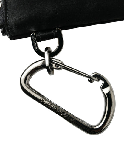 Pochette porte-clés Dolce &amp; Gabbana en nylon noir avec logo