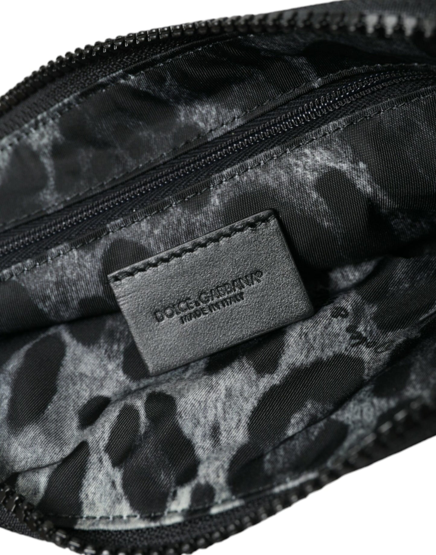 Pochette porte-clés Dolce &amp; Gabbana en nylon noir avec logo