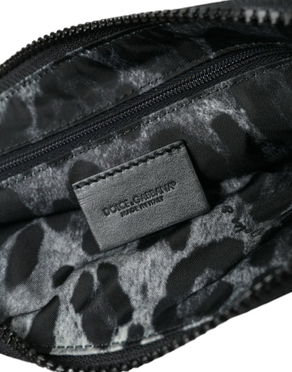 Pochette porte-clés Dolce &amp; Gabbana en nylon noir avec logo