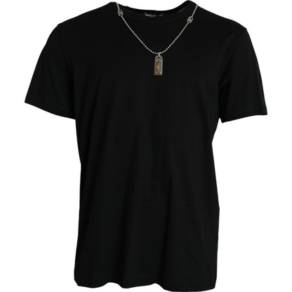 T-shirt à manches courtes Dolce &amp; Gabbana noir avec chaîne en argent