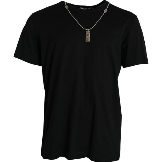 T-shirt à manches courtes Dolce &amp; Gabbana noir avec chaîne en argent