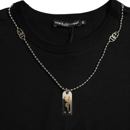 T-shirt à manches courtes Dolce &amp; Gabbana noir avec chaîne en argent