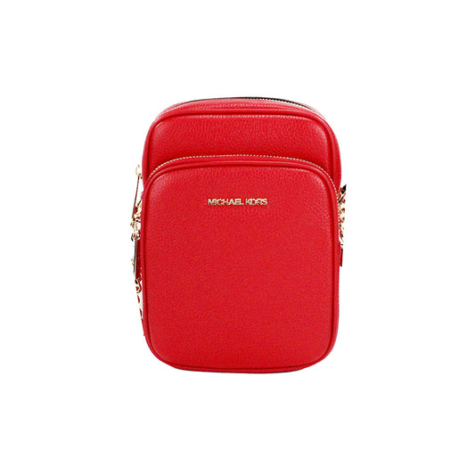 Michael Kors – Jet Set – Umhängetasche „North South“ aus gekrispeltem Leder in leuchtendem Rot