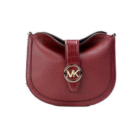 Michael Kors – Gabby – Kleine Hobo-Umhängetasche aus Leder mit Umschlag in dunklem Kirschrot