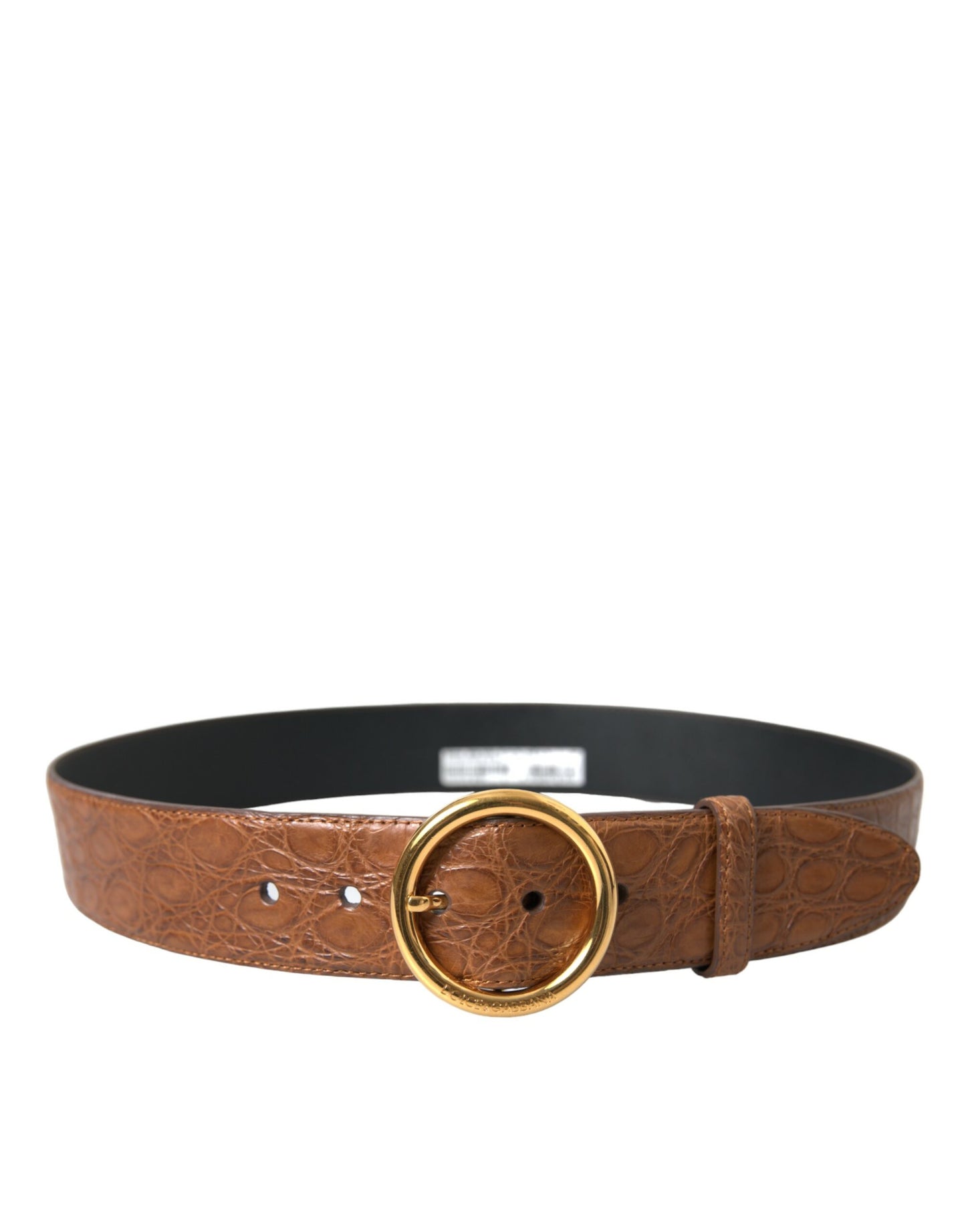 Ceinture à boucle ronde en cuir exotique marron Dolce &amp; Gabbana