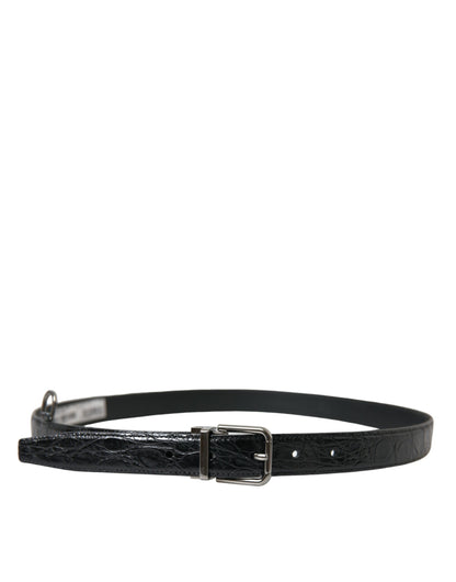 Ceinture Dolce &amp; Gabbana en cuir noir avec boucle en métal argenté